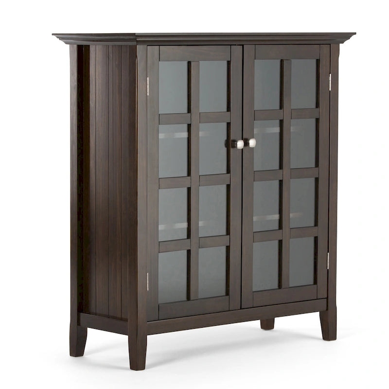 Normandy Solid Wood Storage Cabinet with Tempered Glass Doors - 39W x 17D x 42.2H