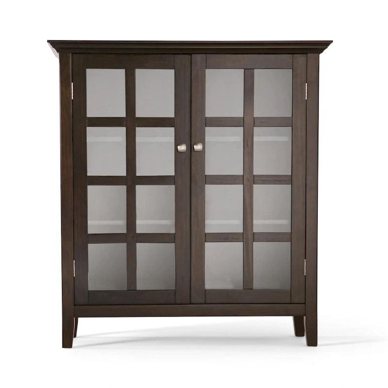 Normandy Solid Wood Storage Cabinet with Tempered Glass Doors - 39W x 17D x 42.2H
