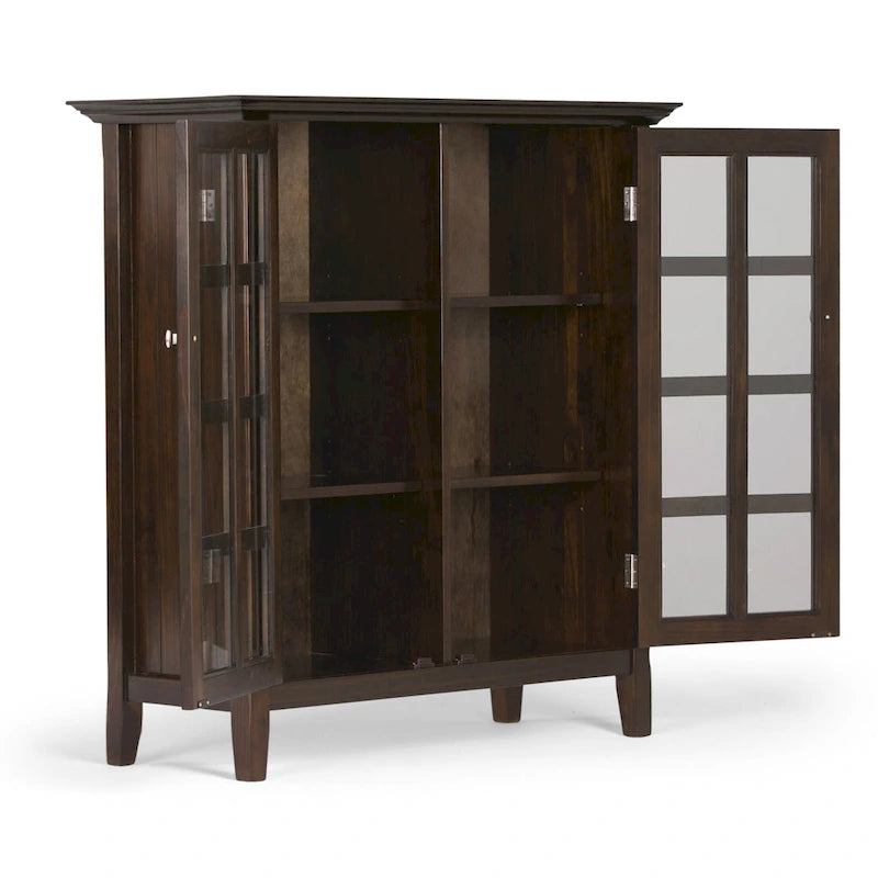Normandy Solid Wood Storage Cabinet with Tempered Glass Doors - 39W x 17D x 42.2H