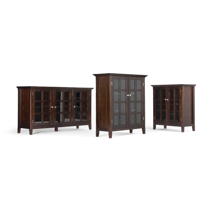 Normandy Solid Wood Storage Cabinet with Tempered Glass Doors - 39W x 17D x 42.2H