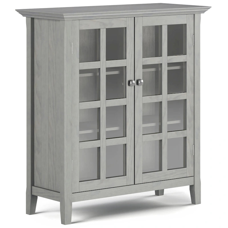 Normandy Solid Wood Storage Cabinet with Tempered Glass Doors - 39W x 17D x 42.2H