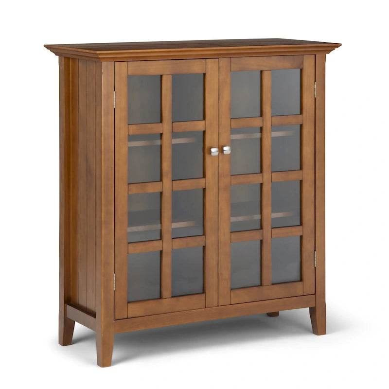 Normandy Solid Wood Storage Cabinet with Tempered Glass Doors - 39W x 17D x 42.2H