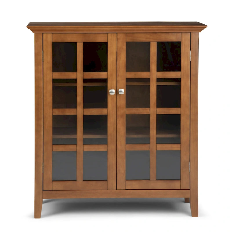 Normandy Solid Wood Storage Cabinet with Tempered Glass Doors - 39W x 17D x 42.2H