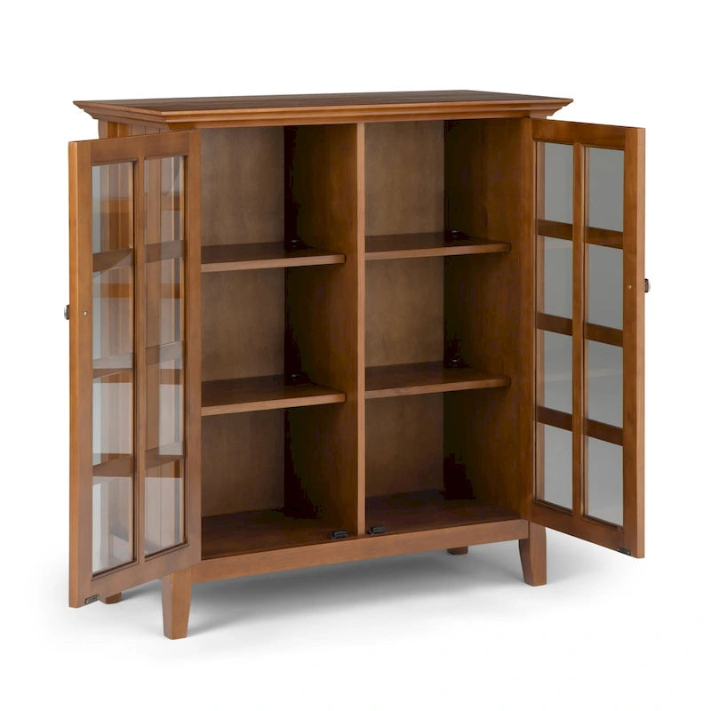Normandy Solid Wood Storage Cabinet with Tempered Glass Doors - 39W x 17D x 42.2H