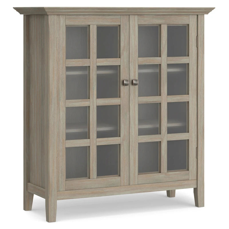 Normandy Solid Wood Storage Cabinet with Tempered Glass Doors - 39W x 17D x 42.2H