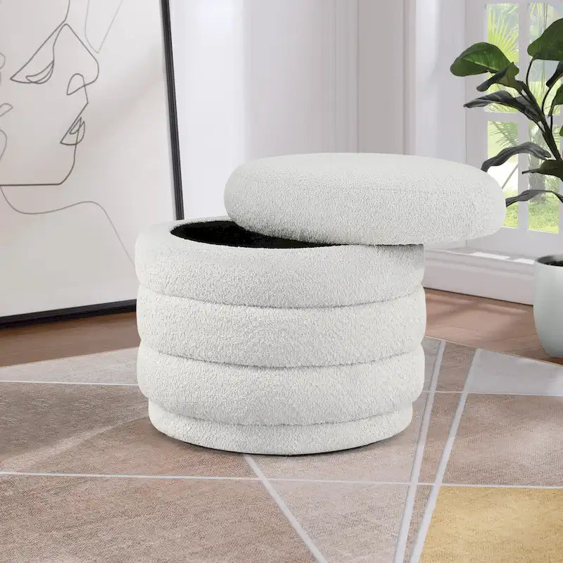 Cecil Art Deco Channel-Tufted Storage Ottoman - 20W x 20D x 18H inches