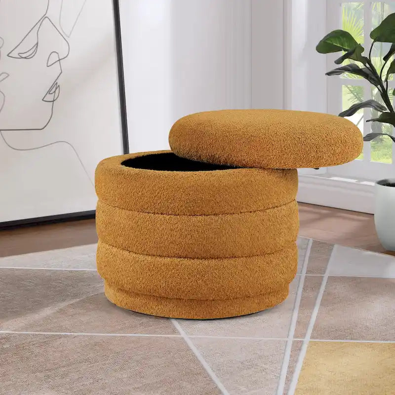 Cecil Art Deco Channel-Tufted Storage Ottoman - 20W x 20D x 18H inches