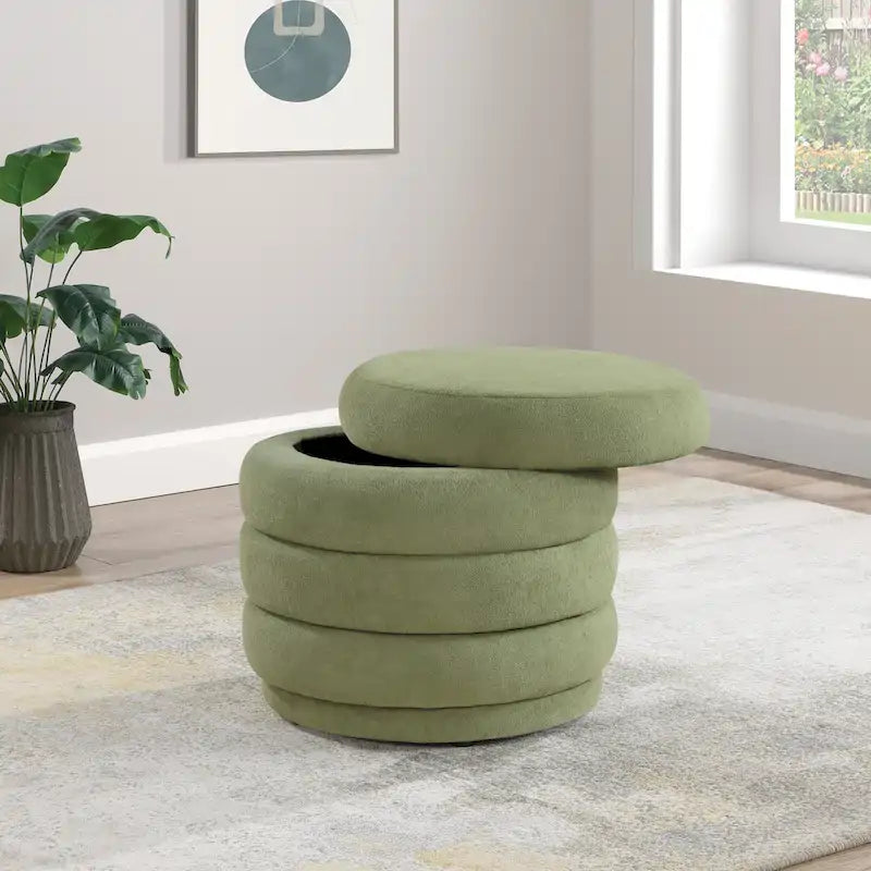 Cecil Art Deco Channel-Tufted Storage Ottoman - 20W x 20D x 18H inches