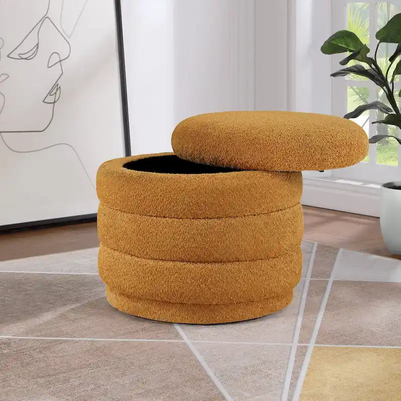Cecil Art Deco Channel-Tufted Storage Ottoman - 20W x 20D x 18H inches