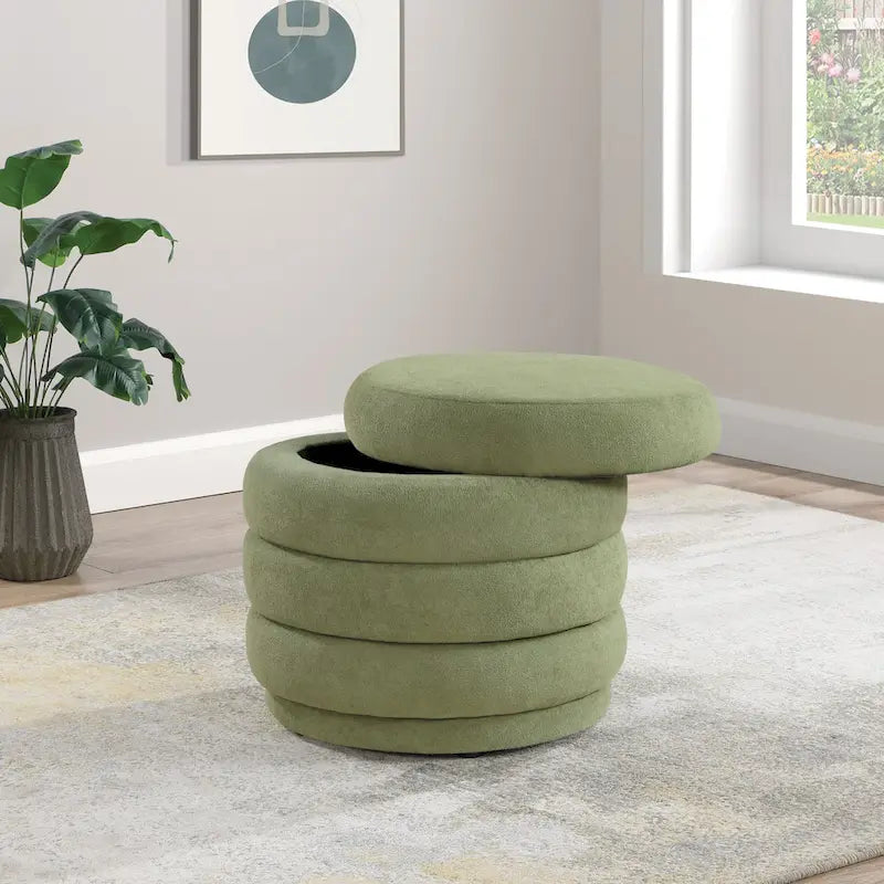 Cecil Art Deco Channel-Tufted Storage Ottoman - 20W x 20D x 18H inches