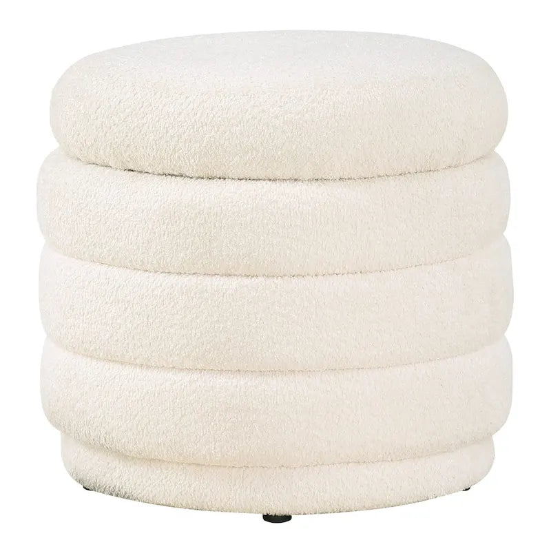 Cecil Art Deco Channel-Tufted Storage Ottoman - 20W x 20D x 18H inches