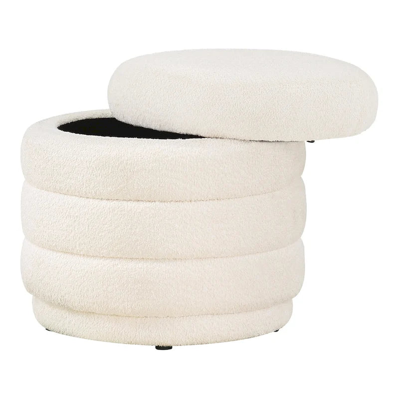 Cecil Art Deco Channel-Tufted Storage Ottoman - 20W x 20D x 18H inches