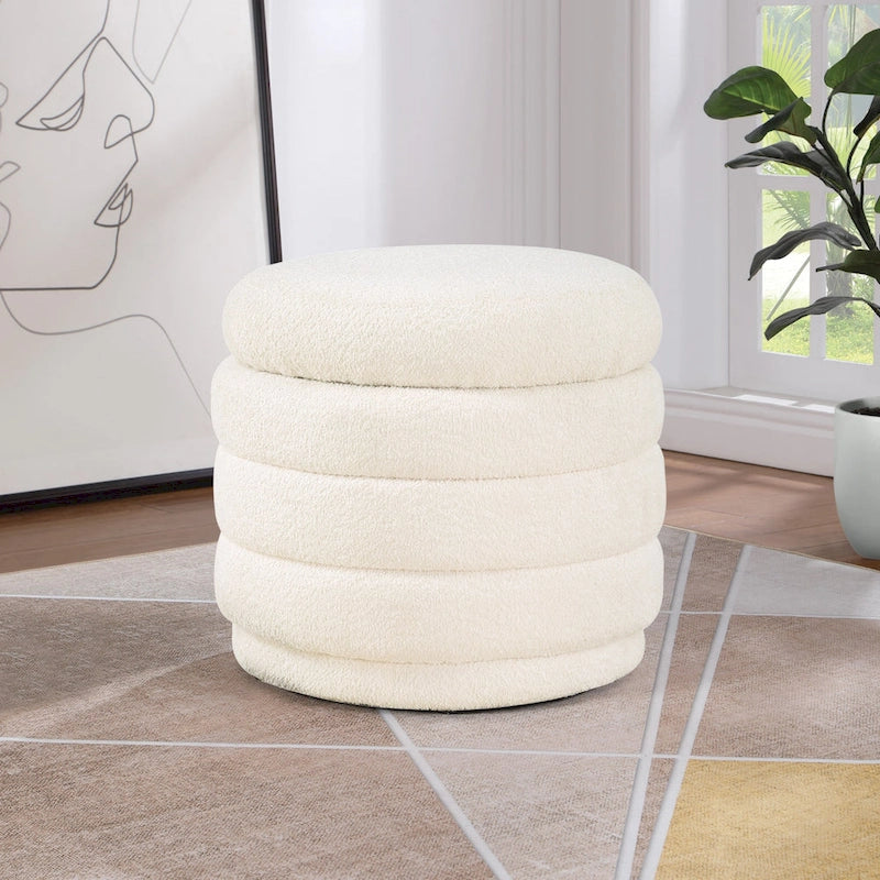 Cecil Art Deco Channel-Tufted Storage Ottoman - 20W x 20D x 18H inches
