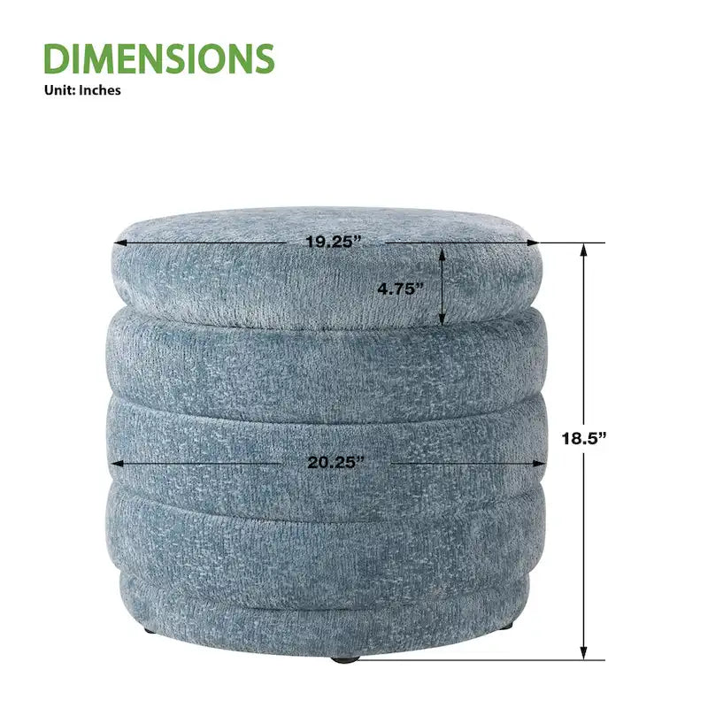 Cecil Art Deco Channel-Tufted Storage Ottoman - 20W x 20D x 18H inches