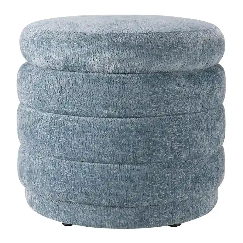 Cecil Art Deco Channel-Tufted Storage Ottoman - 20W x 20D x 18H inches