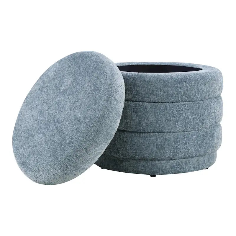Cecil Art Deco Channel-Tufted Storage Ottoman - 20W x 20D x 18H inches