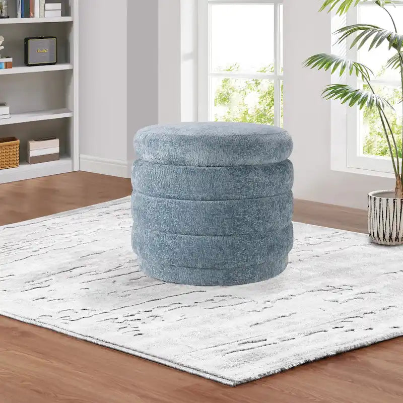 Cecil Art Deco Channel-Tufted Storage Ottoman - 20W x 20D x 18H inches