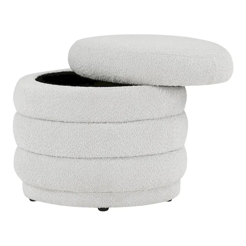 Cecil Art Deco Channel-Tufted Storage Ottoman - 20W x 20D x 18H inches