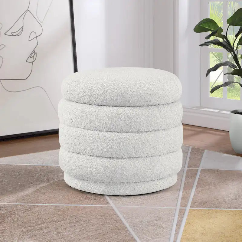 Cecil Art Deco Channel-Tufted Storage Ottoman - 20W x 20D x 18H inches