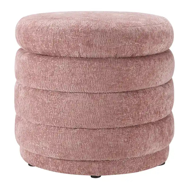 Cecil Art Deco Channel-Tufted Storage Ottoman - 20W x 20D x 18H inches
