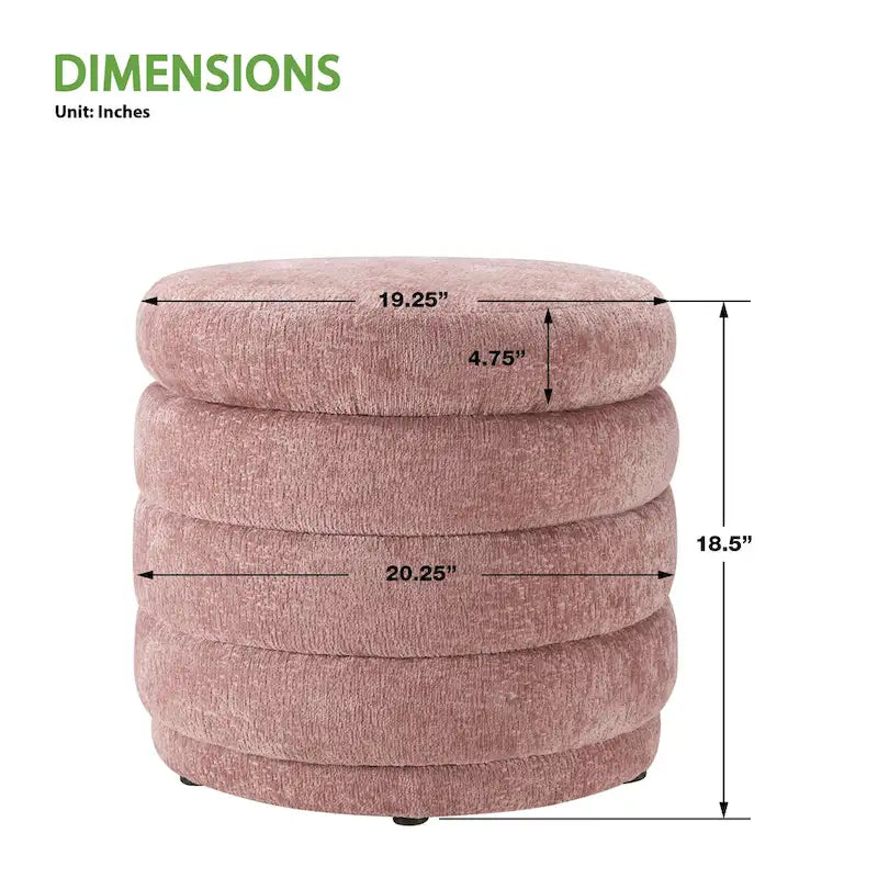 Cecil Art Deco Channel-Tufted Storage Ottoman - 20W x 20D x 18H inches