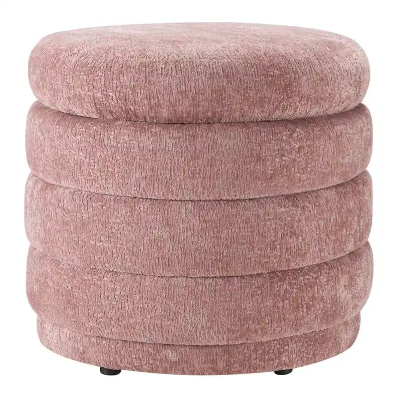 Cecil Art Deco Channel-Tufted Storage Ottoman - 20W x 20D x 18H inches