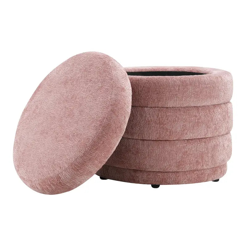 Cecil Art Deco Channel-Tufted Storage Ottoman - 20W x 20D x 18H inches