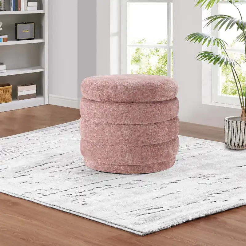 Cecil Art Deco Channel-Tufted Storage Ottoman - 20W x 20D x 18H inches