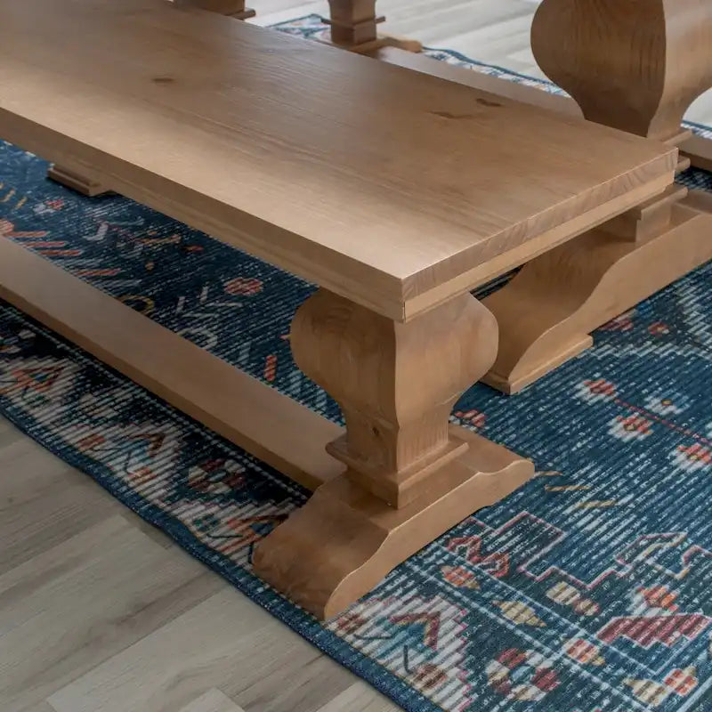 Solid Pine Wood Dining Bench with Natural Lacquer Finish - 63 Inches Long