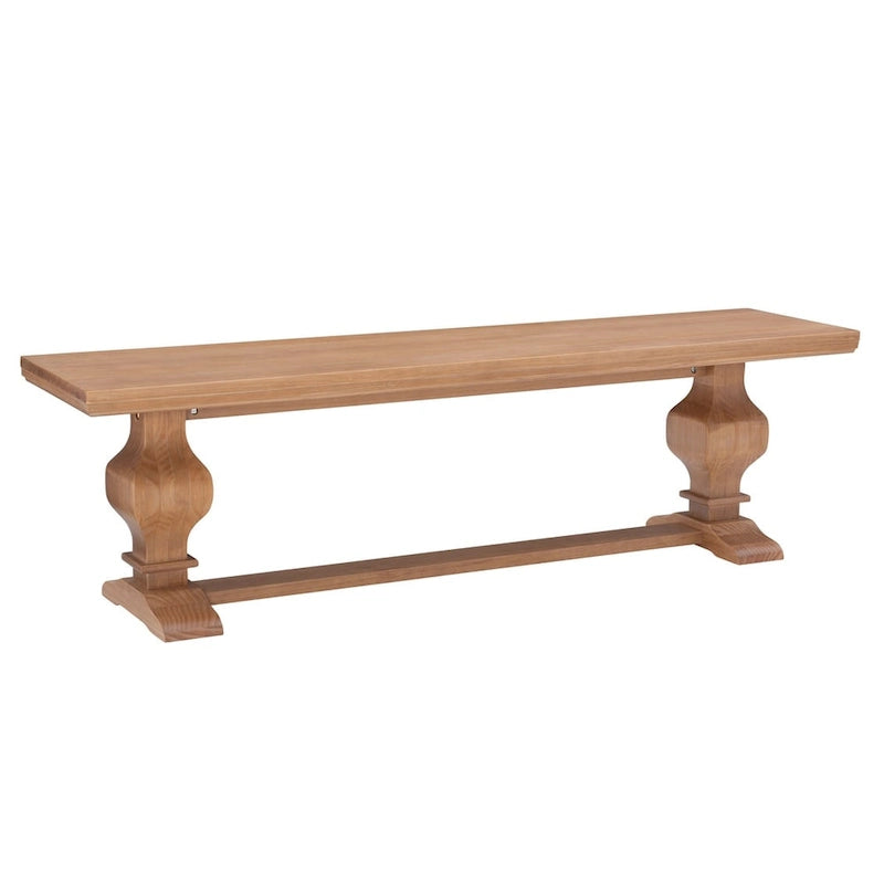 Solid Pine Wood Dining Bench with Natural Lacquer Finish - 63 Inches Long