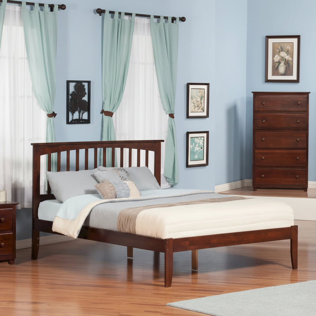 Mission Solid Wood Queen Platform Bed in Walnut
