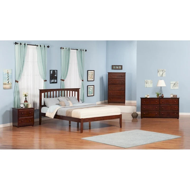 Solid Wood Queen Platform Bed in Walnut
