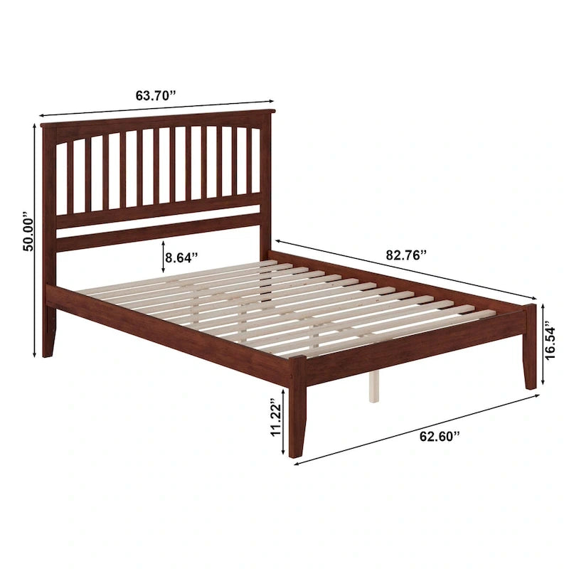 Solid Wood Queen Platform Bed in Walnut