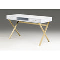 Contemporary Desk with Two Drawers and Metal Base - 47.3W x 23.6D x 30H inches