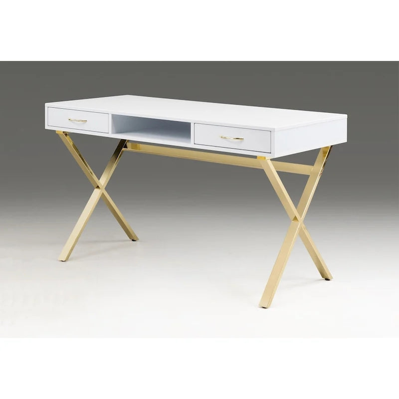 Contemporary Desk with Two Drawers and Metal Base - 47.3W x 23.6D x 30H inches
