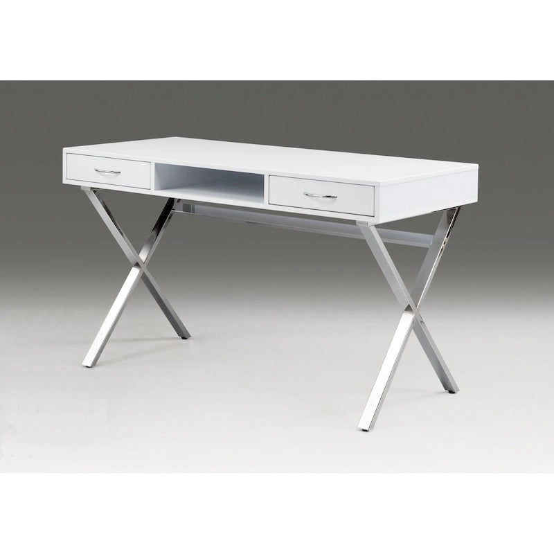 Contemporary Desk with Two Drawers and Metal Base - 47.3W x 23.6D x 30H inches