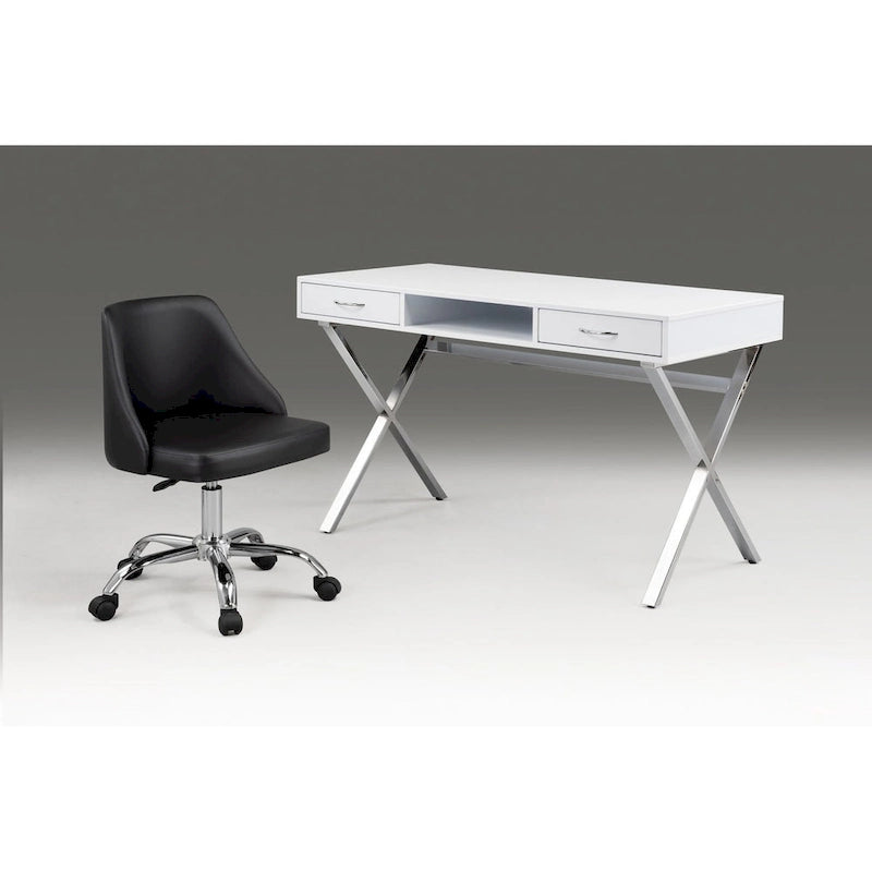 Contemporary Desk with Two Drawers and Metal Base - 47.3W x 23.6D x 30H inches