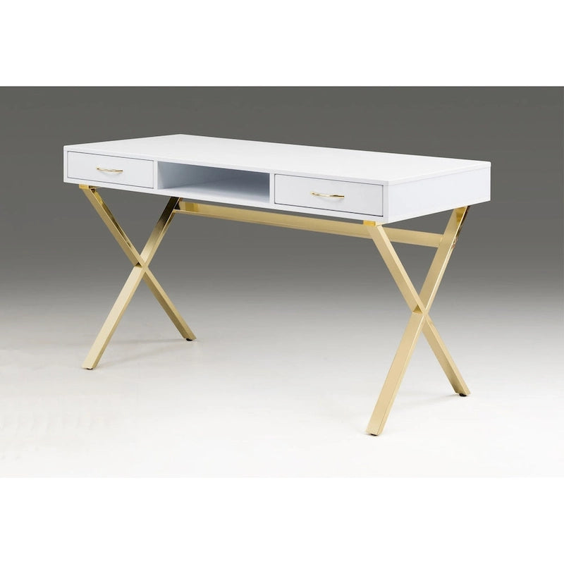 Contemporary Desk with Two Drawers and Metal Base - 47.3W x 23.6D x 30H inches