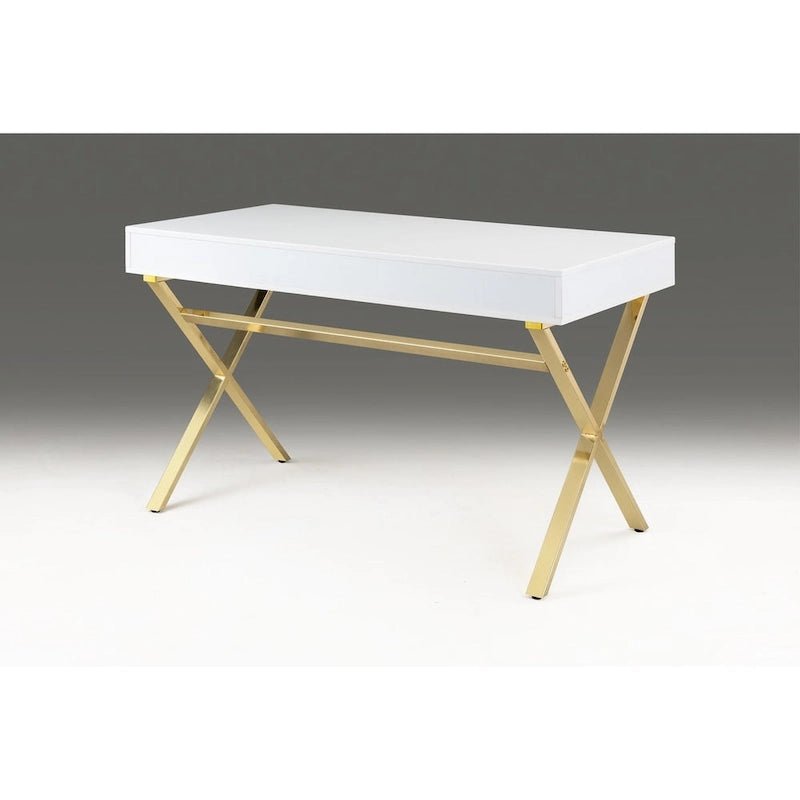 Contemporary Desk with Two Drawers and Metal Base - 47.3W x 23.6D x 30H inches
