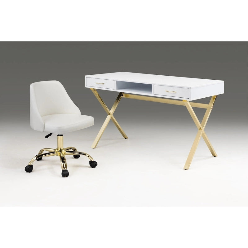 Contemporary Desk with Two Drawers and Metal Base - 47.3W x 23.6D x 30H inches