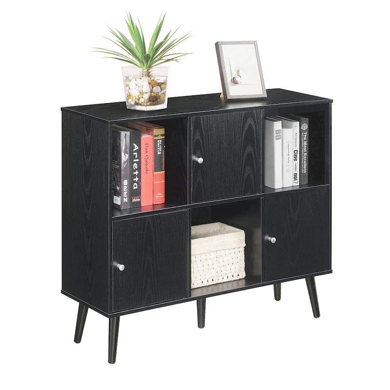 Mid-Century Storage Sideboard Console Table with 3 Cubbies and 3 Cabinets