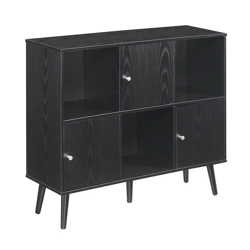 Mid-Century Storage Sideboard Console Table with 3 Cubbies and 3 Cabinets