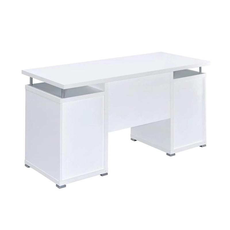 White Computer Desk with 2 Drawers, Filing Cabinet and Keyboard Tray