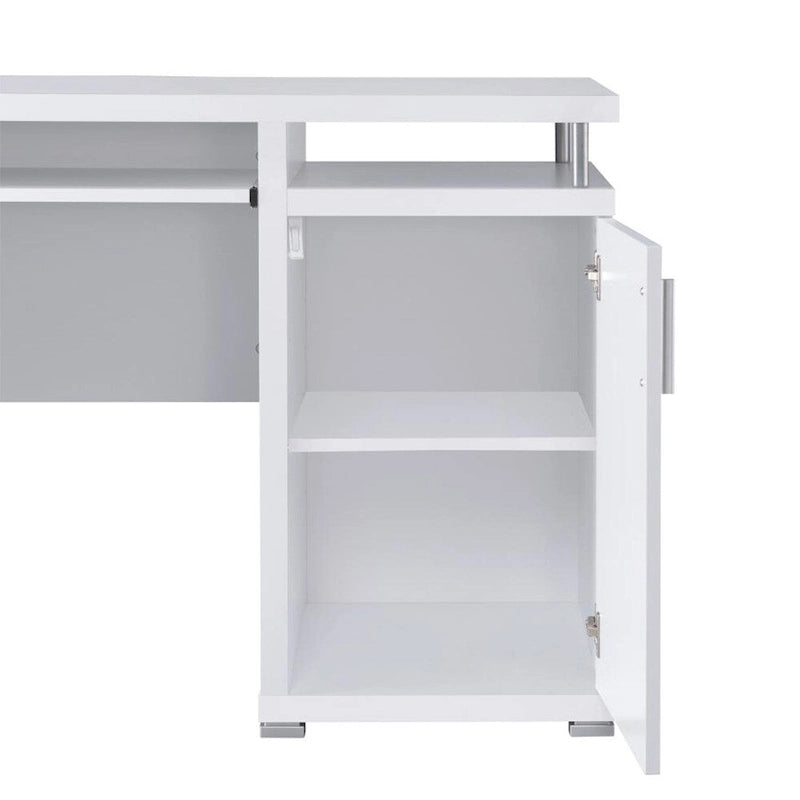 White Computer Desk with 2 Drawers, Filing Cabinet and Keyboard Tray