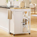 Rolling Kitchen Island Cart with 1 Drawer, 1 Cabinet and 3-Tier Open Shelves