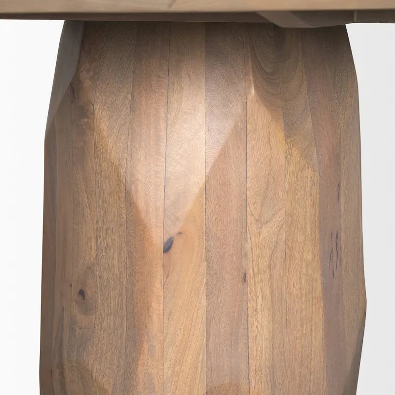 60 Inch Light Brown Solid Wood Round Dining Table with Sculpted Base