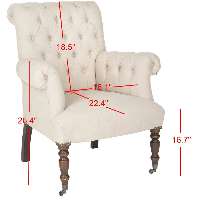 Tufted Linen Club Chair