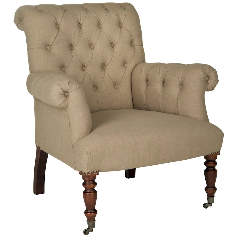 Tufted Linen Club Chair