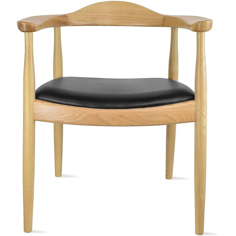 Kennedy Solid Oak and Faux Leather Dining Armchair - Minimalist Style for Kitchen, Bedroom, Office
