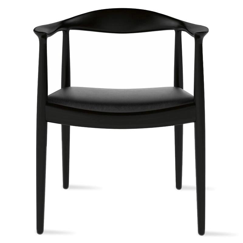 Solid Wood Elbow Kennedy Chairs Oak and Faux Leather Dining Armchair For Kitchen Bedroom Office